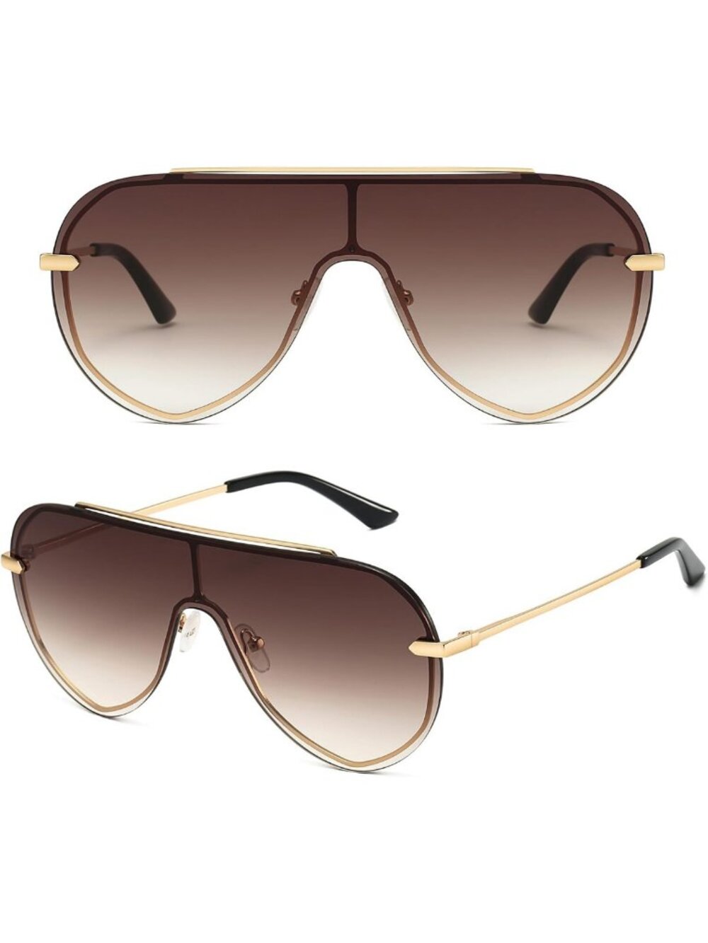 Trendy Oversized Aviator Shield Sunglasses for Women - Retro 70s Style Fashion